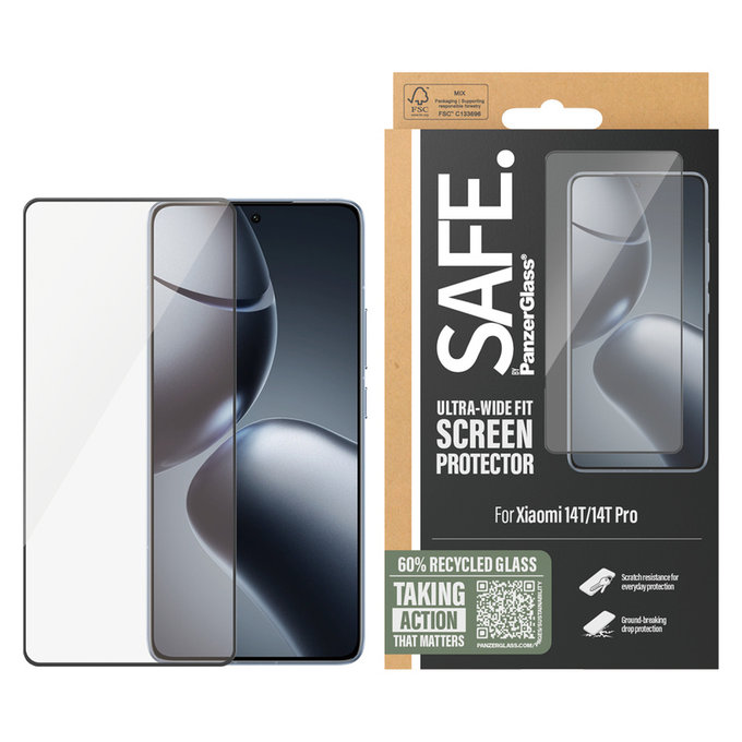 Kaljeno staklo UWF za Xiaomi 14T/14T Pro, Crna, SAFE by PanzerGlass