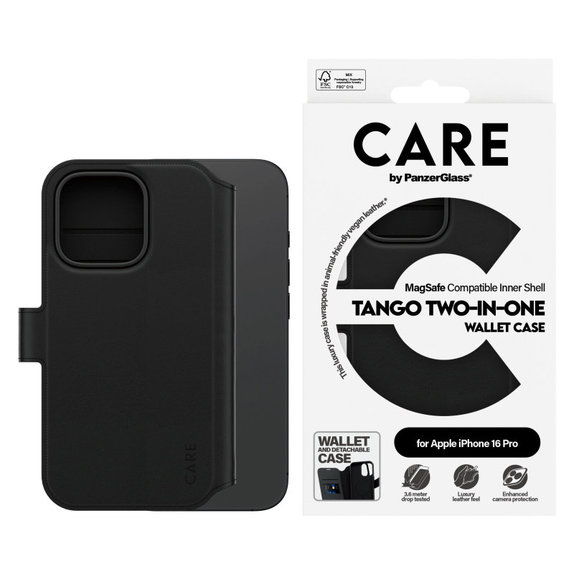 Maska Wallet Tango Two-In-One s MagSafeom za iPhone 16 Pro, Crna, CARE