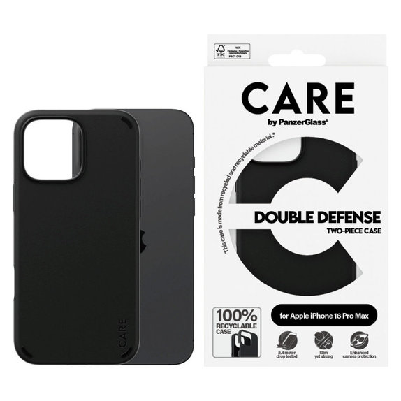 Maska Double Defense za iPhone 16 Pro Max, Crna, CARE