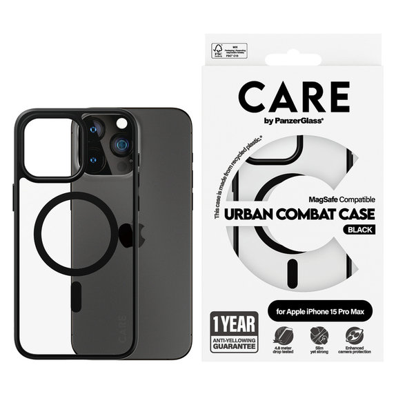 Maska Urban Combat s MagSAFE by PanzerGlass za iPhone 15 Pro Max, Crna, PanzerGlass
