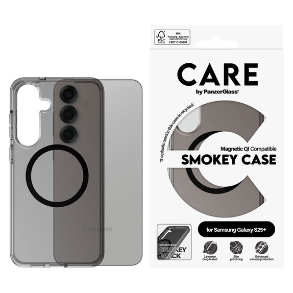 Maska Smokey s crnim QI za Samsung Galaxy S25+, Crna, PanzerGlass