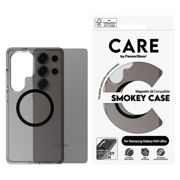 Maska Smokey s crnim QI za Samsung Galaxy S25 Ultra, Crna, PanzerGlass