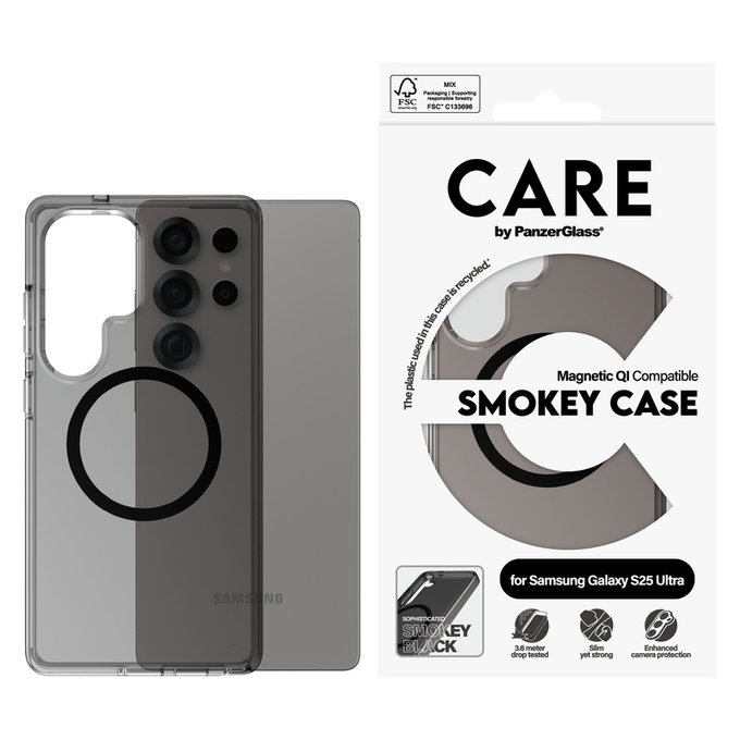 Maska Smokey s crnim QI za Samsung Galaxy S25 Ultra, Crna, PanzerGlass