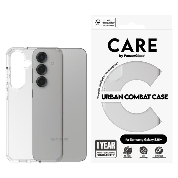 Maska Urban Combat za Samsung Galaxy S25+, Prozirna, PanzerGlass
