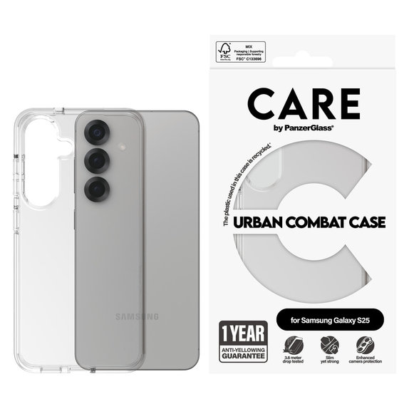 Maska Urban Combat za Samsung Galaxy S25, Prozirna, PanzerGlass