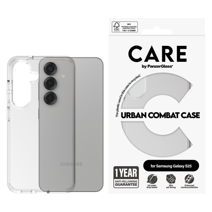 Maska Urban Combat za Samsung Galaxy S25, Prozirna, PanzerGlass