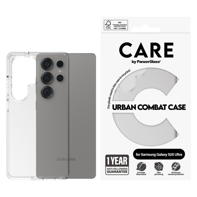 Maska Urban Combat za Samsung Galaxy S25 Ultra, Prozirna, PanzerGlass