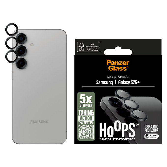 Zaštita objektiva Hoops Ceramic za Samsung S25+, Crna, PanzerGlass