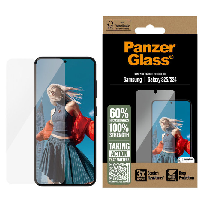 UWF kaljeno staklo s aplikatorom za Samsung S25, transparent, PanzerGlass