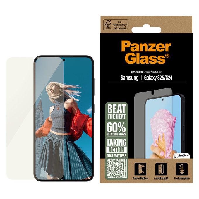 Kaljeno staklo UWF All-in-One s aplikatorom za Samsung Galaxy S25, Prozirna, PanzerGlass