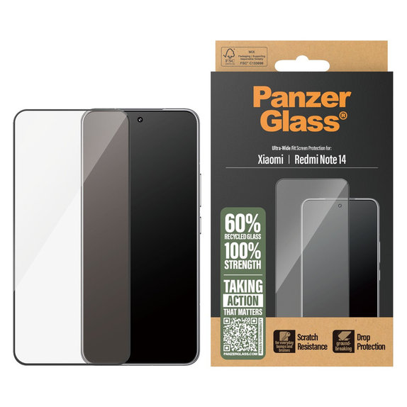 Kaljeno staklo UWF za Xiaomi Redmi Note 14, Crna, PanzerGlass