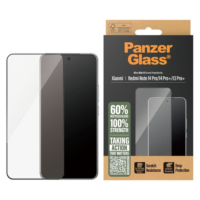 Kaljeno staklo UWF za Xiaomi Redmi Note 14 Pro/14 Pro+/13 Pro+, Crna, PanzerGlass