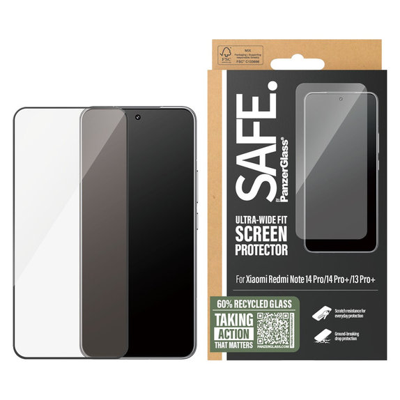 Kaljeno staklo UWF za Xiaomi Redmi Note 14 Pro/14 Pro+/13 Pro+, Crna, SAFE by PanzerGlass