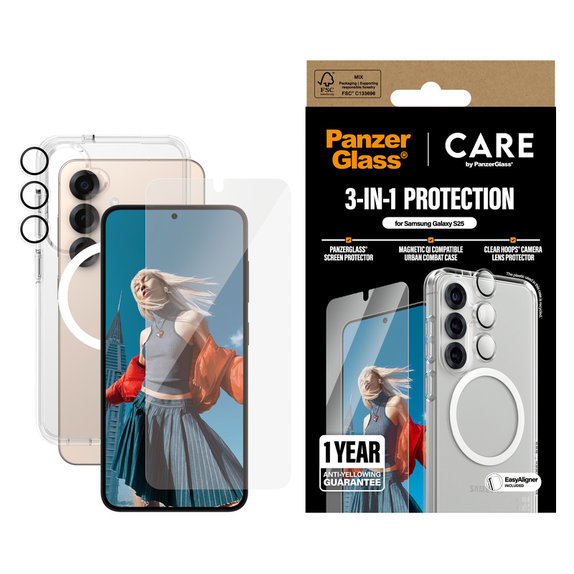 Bundle 3u1 za Samsung Galaxy S25, PanzerGlass