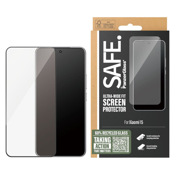 Kaljeno staklo UWF za Xiaomi 15, Crna, SAFE by PanzerGlass