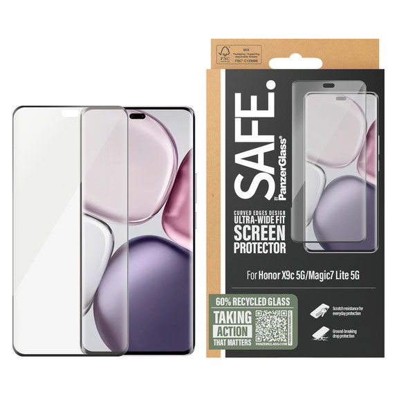 Kaljeno staklo UWF za Honor X9c 5G/Magic7 Lite 5G, Crna, SAFE by PanzerGlass
