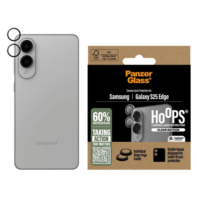 Zaštita objektiva kamere Hoops za Samsung S25 Edge, Prozirna, PanzerGlass