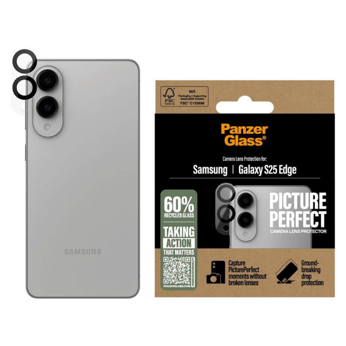 Zaštita objektiva kamere PicturePerfect za Samsung S25 Edge, Crna, PanzerGlass
