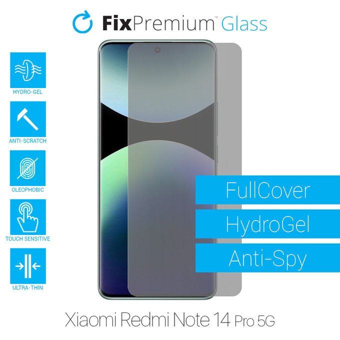 FixPremium HydroGel Anti-Spy - Zaštita ekrana za Xiaomi Redmi Note 14 Pro 5G 24090RA29G