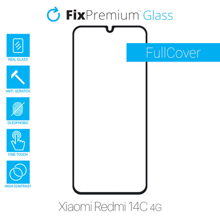 FixPremium FullCover Glass - Kaljeno staklo za Xiaomi Redmi 14C 4G