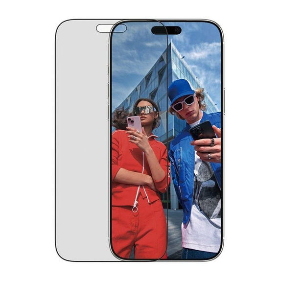 UWF 2-Way Privacy kaljeno staklo s Fastfit za iPhone 17 Pro Max, Crna, PanzerGlass