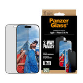 UWF 2-Way Privacy kaljeno staklo s Fastfit za iPhone 17/16 Pro, Crna, PanzerGlass