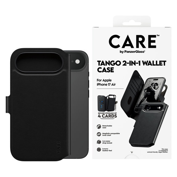 Maska Wallet Tango Two-In-One s MagSAFE by PanzerGlass za iPhone Air, Crna, PanzerGlass