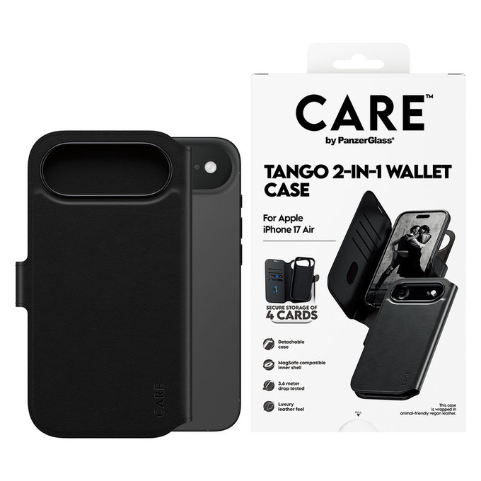 Maska Wallet Tango Two-In-One s MagSAFE by PanzerGlass za iPhone Air, Crna, PanzerGlass