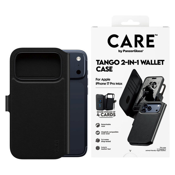 Maska Wallet Tango Two-In-One s MagSafe za iPhone 17 Pro Max, crna, PanzerGlass