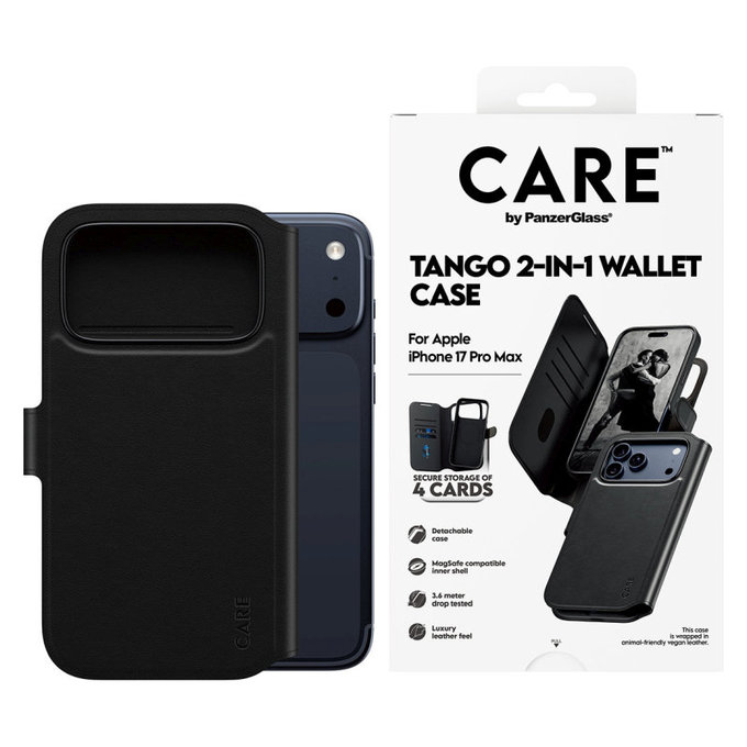 Maska Wallet Tango Two-In-One s MagSafe za iPhone 17 Pro Max, crna, PanzerGlass
