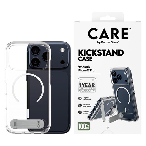 Maska Kickstand za iPhone 17 Pro, Prozirna, PanzerGlass