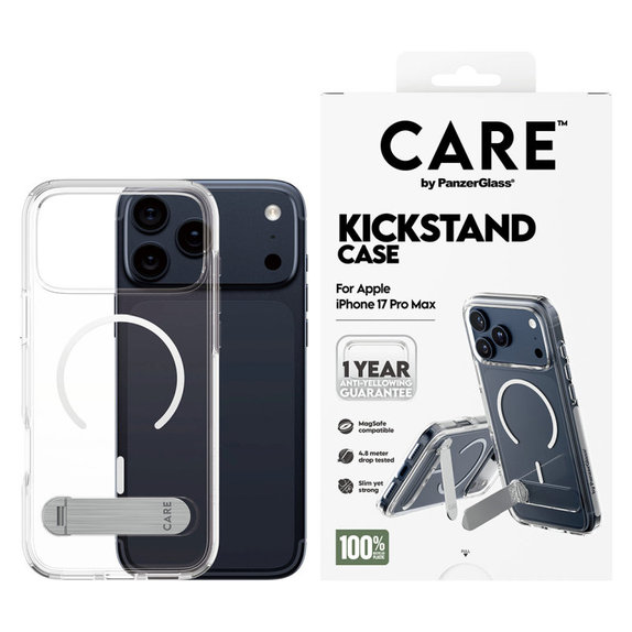 Maska Kickstand za iPhone 17 Pro Max, prozirna, PanzerGlass