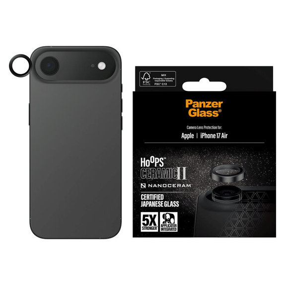 Zaštita objektiva kamere Hoops Ceramic II za iPhone 17 Air, Crna, PanzerGlass