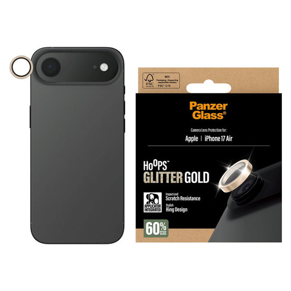 Zaštita objektiva kamere Hoops za iPhone 17 Air, Glitter Gold, PanzerGlass