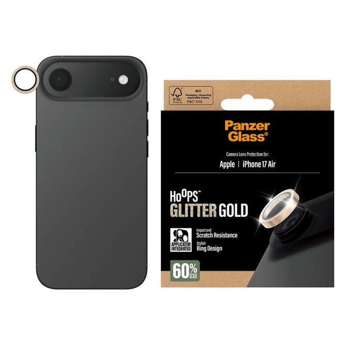 Zaštita objektiva kamere Hoops za iPhone 17 Air, Glitter Gold, PanzerGlass