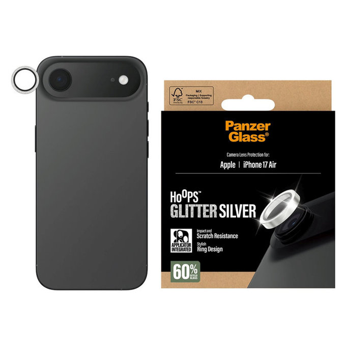 Zaštita objektiva kamere Hoops za iPhone 17 Air, Glitter Silver, PanzerGlass