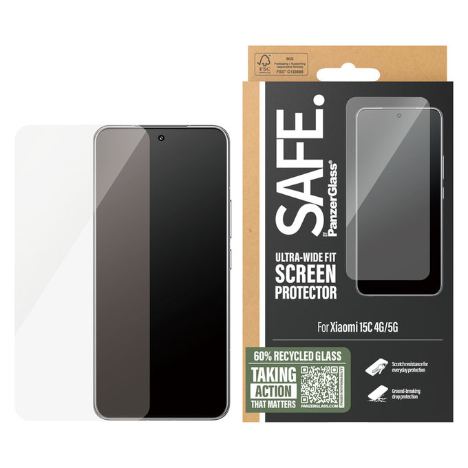 Kaljeno staklo UWF za Xiaomi 15C 5G, Crna, SAFE by PanzerGlass