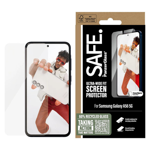 Kaljeno staklo UWF s aplikatorom za Samsung Galaxy A56 5G, Prozirna, SAFE by PanzerGlass