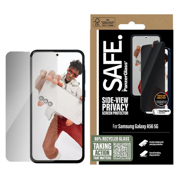 Kaljeno staklo UWF Privacy za Samsung Galaxy A56 5G, Crna, SAFE by PanzerGlass