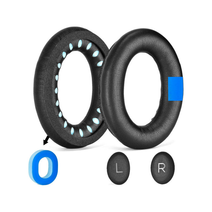 Zamjenski jastučići za uši za Bose QC25, QC35, QC45, Memorijska pjena + PU Koža, Crne, Hladni gel, 1 Par