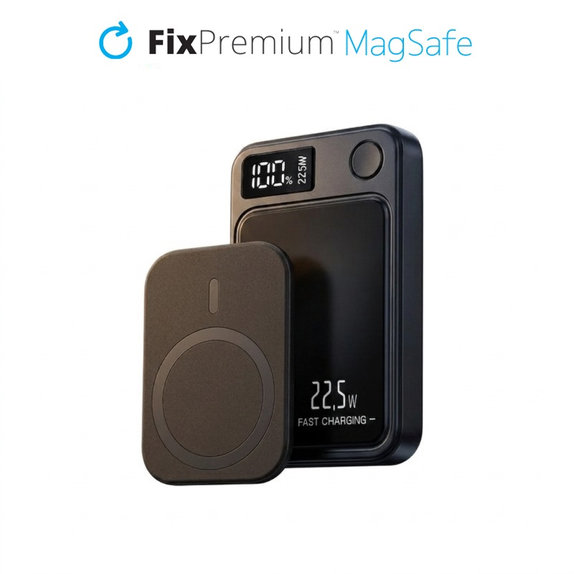 FixPremium - MagSafe PowerBank 5000mAh s LED zaslonom, crna