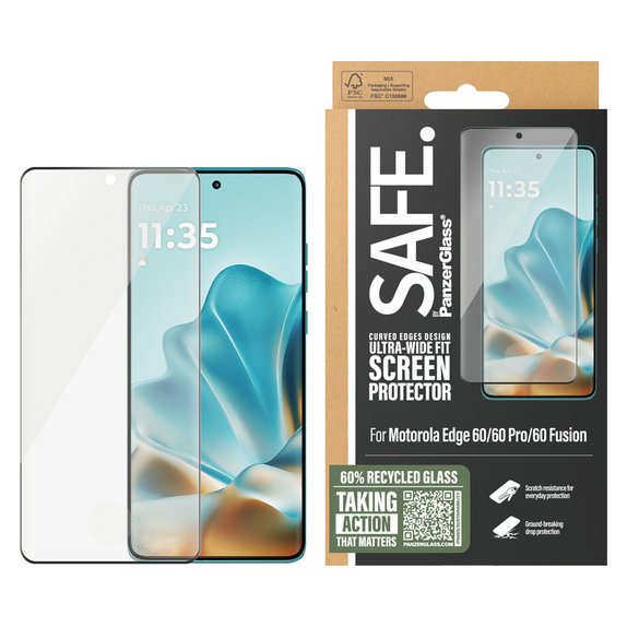 Kaljeno staklo UWF za Motorola Edge 60/60 Pro/60 Fusion, Crna, SAFE by PanzerGlass