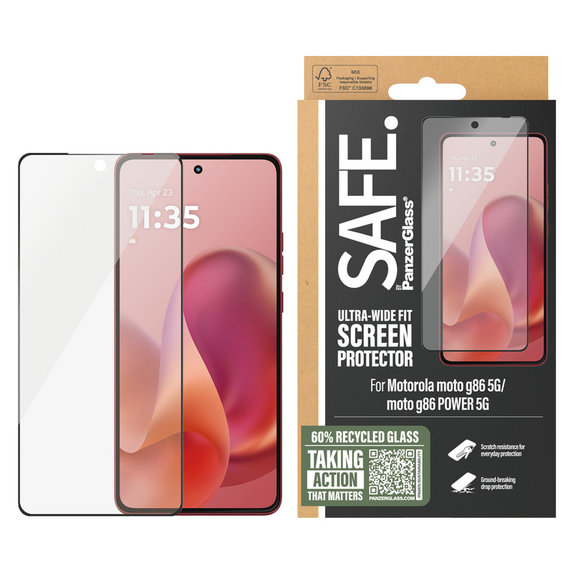 Kaljeno staklo UWF za Motorola Moto G86 Power, Crna, SAFE by PanzerGlass