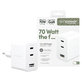 Putni adapter Grand Prix 2x USB-C/USB-A, GaN, 70 W PD, Srebrno-bijela, empower