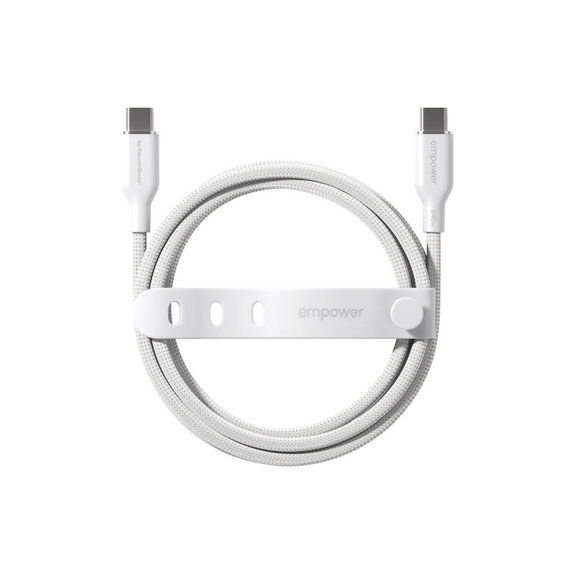 Kabel USB-C, 240 W, Racing, 1,2 m, srebrno-bijeli, empower