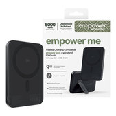 Bežična PowerBank 5000 mAh s rotirajućim postoljem, 20 W, kompatibilna s MagSafe, Qi2/USB-C, Space Black, empower