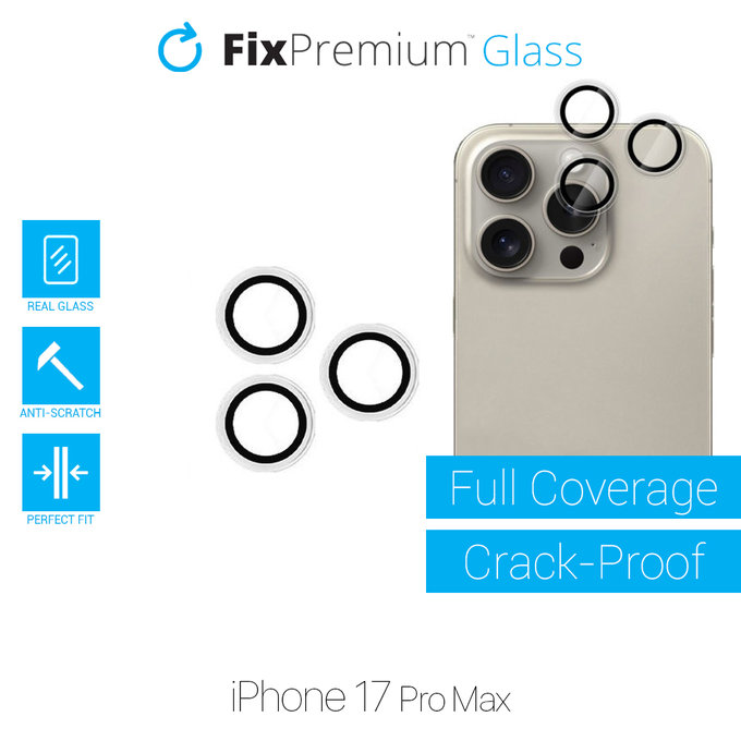 FixPremium Glass - Kaljeno Staklo Stražnje Kamere bez Okvira za iPhone 17 Pro Max
