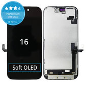 Zaslon Soft OLED za iPhone 16 - Dodirno staklo + Okvir, DIAGNOSTIC
