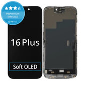 Zaslon Soft OLED za iPhone 16 Plus - Dodirno staklo + Okvir, DIAGNOSTIC