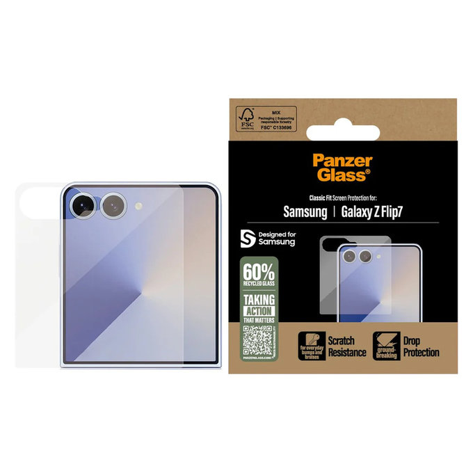 Kaljeno staklo Classic Fit za Samsung Galaxy Z Flip7, Prozirna, PanzerGlass